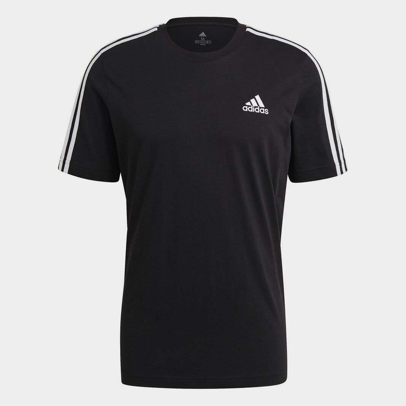 adidas 3 Stripes T Jersey Mens Black White 28.00